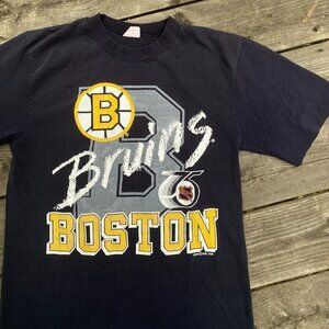 Vintage 1990 Boston Bruins Single Stitch T Shirt Waves Small NHL